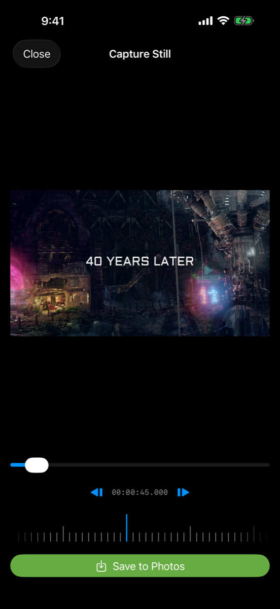 Frame-accurate still capture from the decoded frame
